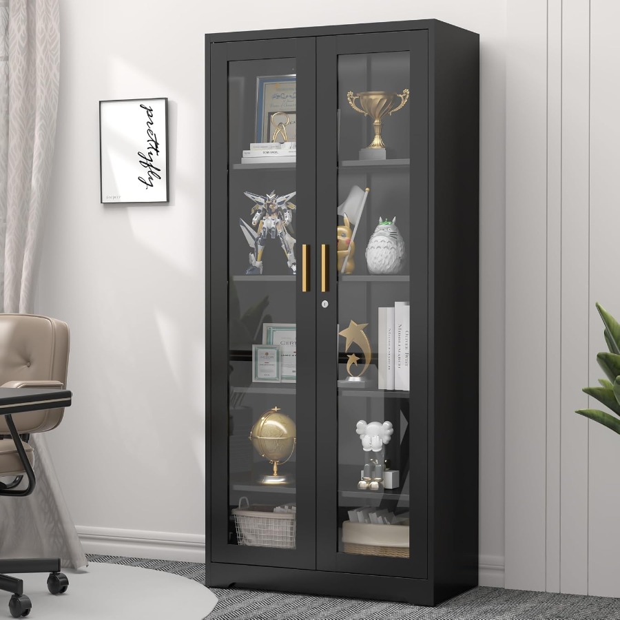 Storage & Organization - 71 Glass Display Cabinet with Lock