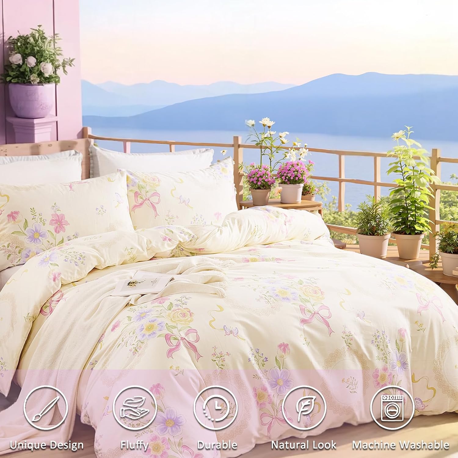 Floral Duvet Cover Queen/King  - Aesthetic Floral Duvet Cover 评论和价格