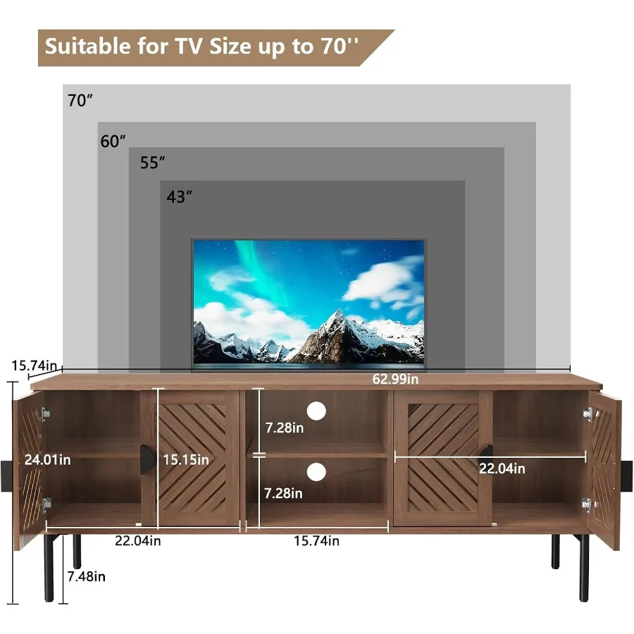 63 TV Stand for Living Room, E - Storage & Organization 评论和价格